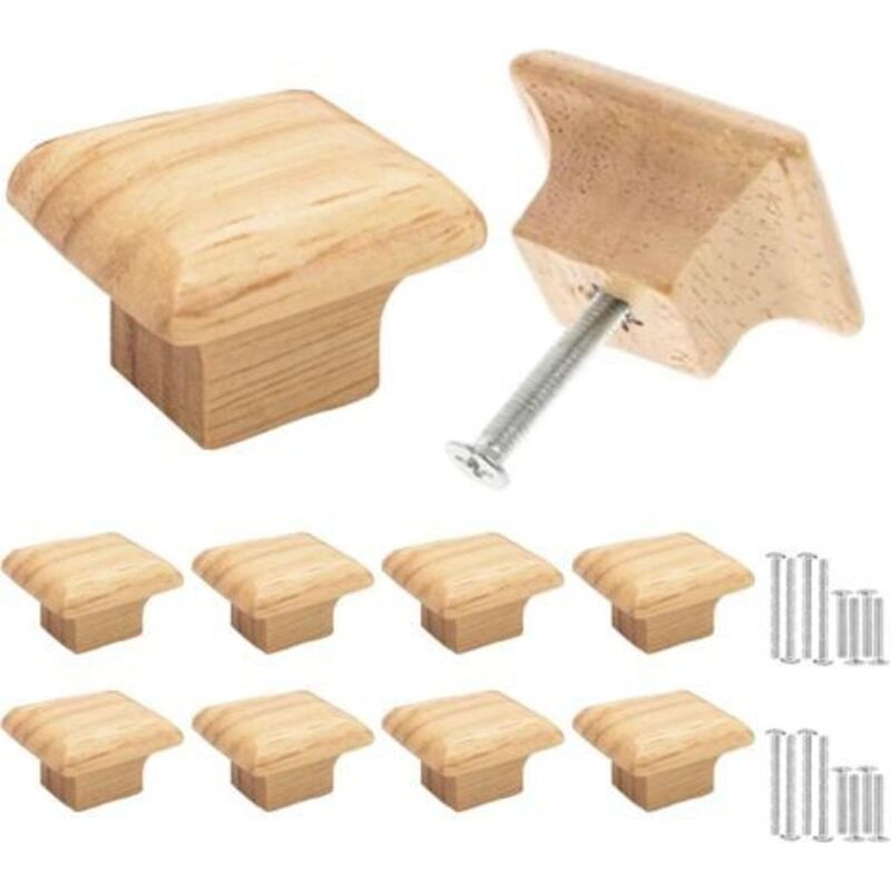 Möbelgriffe Aus Holz, Möbelknopf, Quadratischer Schubladenknopf Aus Holz, 30 Mm Türknöpfe Für Schränke, Kommoden, Kleiderschränke, Möbel, Mit Passenden Schrauben