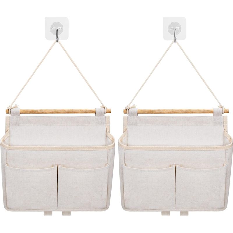Wand-aufbewahrungstasche, 2er-pack Hängende Taschen-organizer (beige)