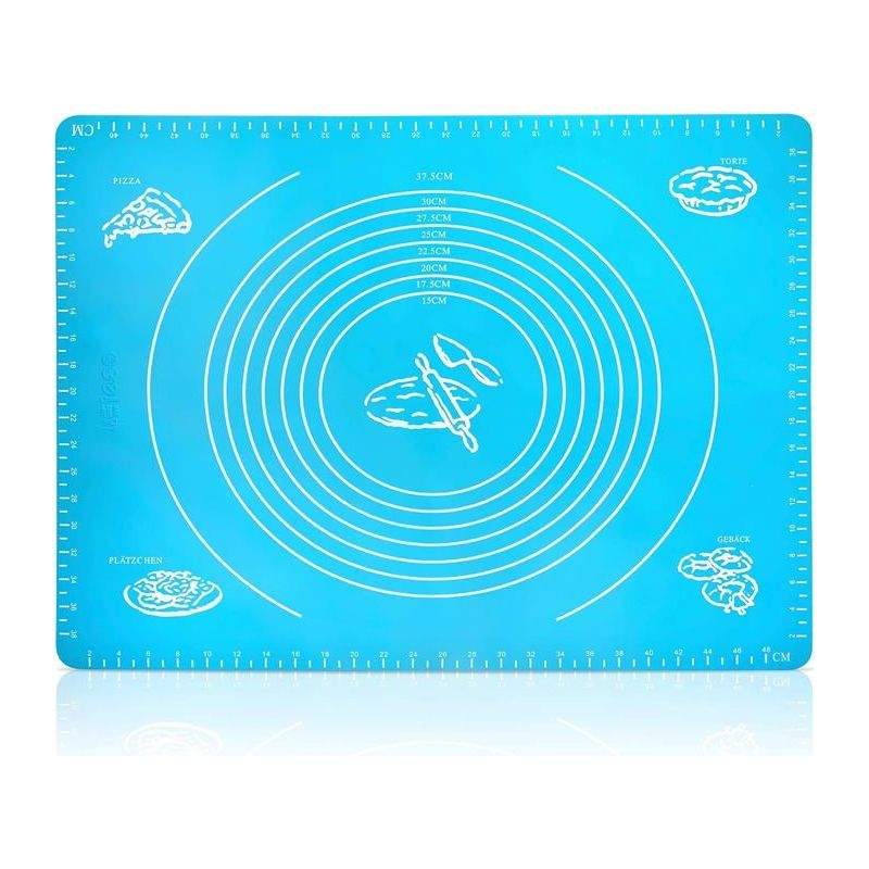 Backmatte, Ausrollmatte - Hitzebeständiges Silikon - 40 × 50 Cm - Blau - Geeignet Für Pizzen Und Teigwaren