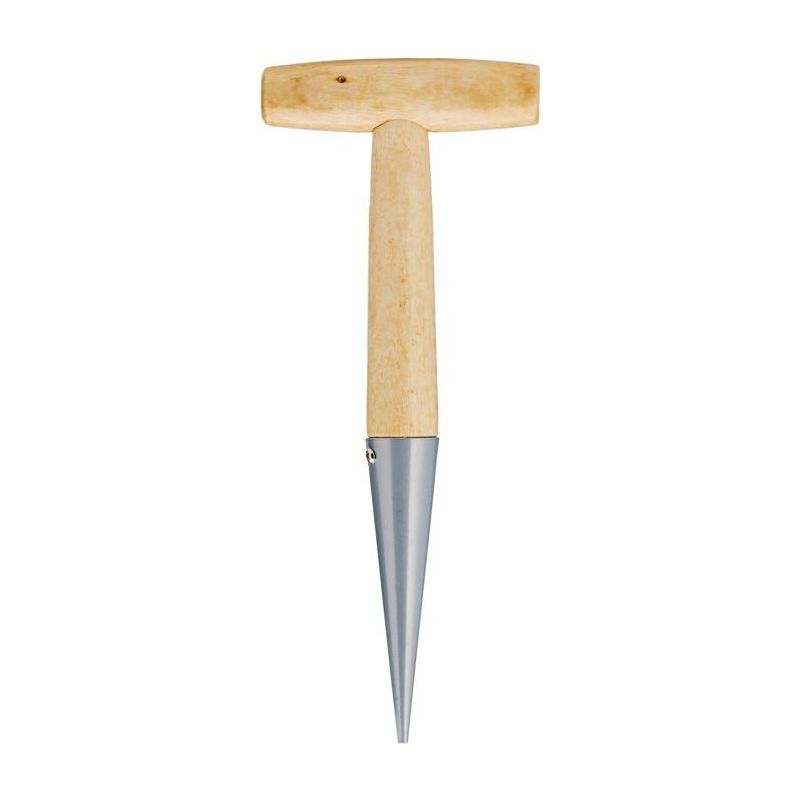 Zwiebelpflanzer 27 Cm – T-griff Aus Holz, Stahlspitze – Braunes Gartenwerkzeug