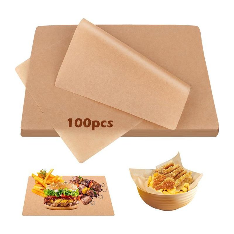 100 Vorgeschneidene, Antihaftbeschichtete Backblätter. Geeignet Für Backofen, Grill Und Heißluftfritteuse. Natürlich Und Praktisch.