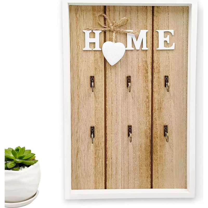 Schlüsselkasten, Wand-schlüsselbox Aus Holz, Mit 6 Haken Zum Aufhängen Von Schlüsseln, Holz-schlüsselbox Schlüsselkasten, Perfektes Accessoire Für Das Zuhause, 30x20x3cm