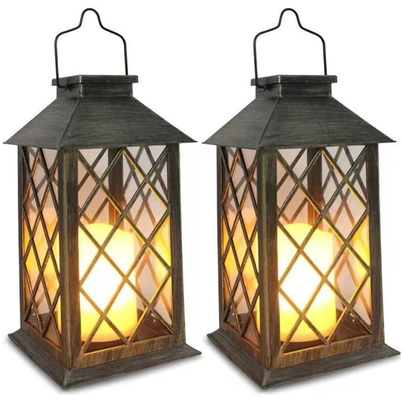 2er-pack Solarlaterne Für Außenbereich, Solarlampe Mit Flackernder Kerzenoptik, Wasserdichte Solar-tischlampe Zum Aufstellen Oder Aufhängen Für Balkon, Garten Und Terrasse – Bronze