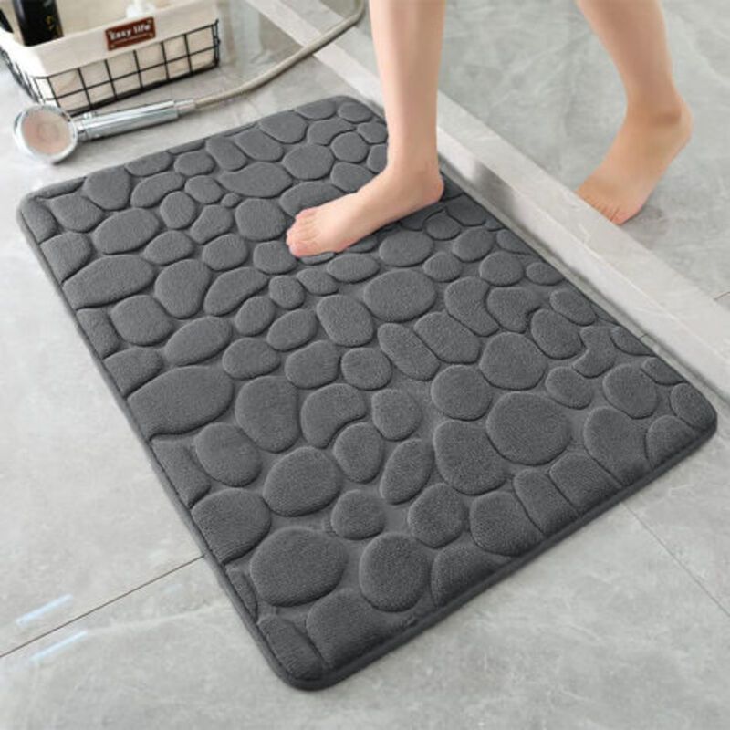 Badezimmerteppich Aus Memory-schaum – Saugfähiger Duschvorleger – Badematte – Dekorativer Teppich – Rutschfest – Für Badezimmer Und Wohnzimmer – 50 X 80 Cm – Dunkelgrau, 18d-schaum