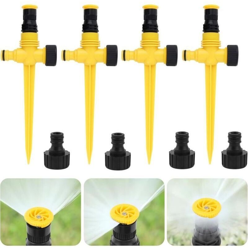 4er-set Automatische 360°-sprinkler – Verstellbarer Rasensprenger Mit Nebelfunktion – Bewässerungssystem Für Rasen Und Garten – Schnellanschluss – Automatische Außenbewässerung