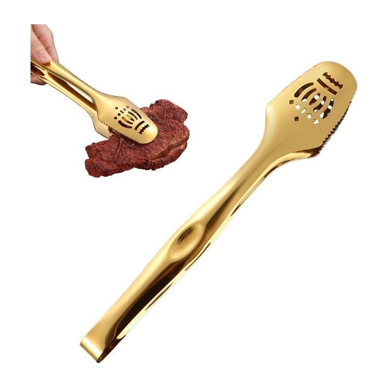 Küchenzange Aus Edelstahl. Vielseitig Einsetzbar Für Restaurantservice, Grillen, Pasta, Salat Und Anrichten. Farbe: Gold.