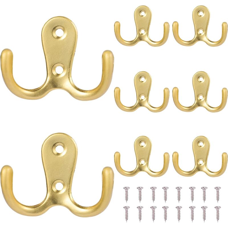 8-teiliger Vintage-mantelhaken, Metall-wandhaken Mit Doppelloch, Kleiderhaken Für Badezimmer, Wc Und Küche (gold)