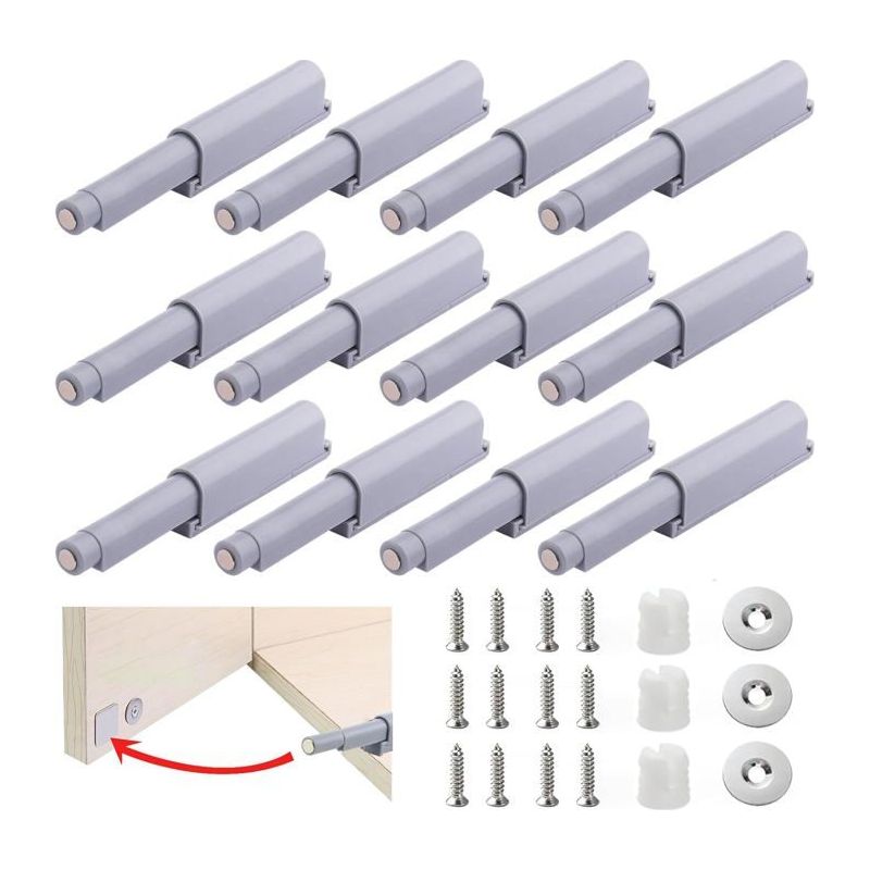 12 Stück Push-to-open Magnet-türöffner Für Schränke – Griffloses Soft-close-system, Mit Dämpfer (komplettset)