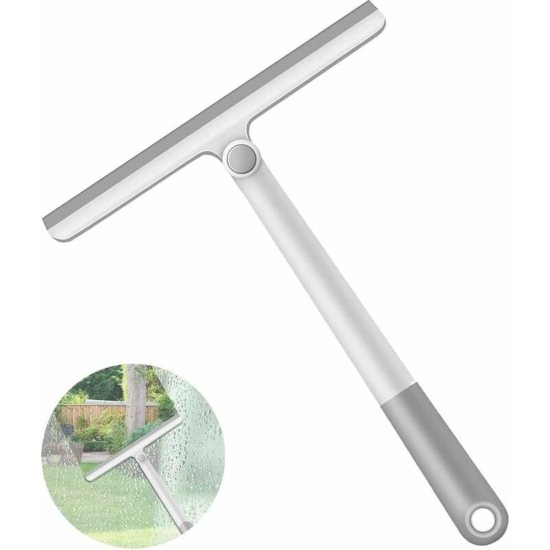 Duschabzieher, 360° Drehbar, Verlängerter Griff, Vielseitiger Silikon-abzieher Für Dusche, Badezimmer, Spiegel, Glasreinigung, Fliesen Und Fenster (grau)