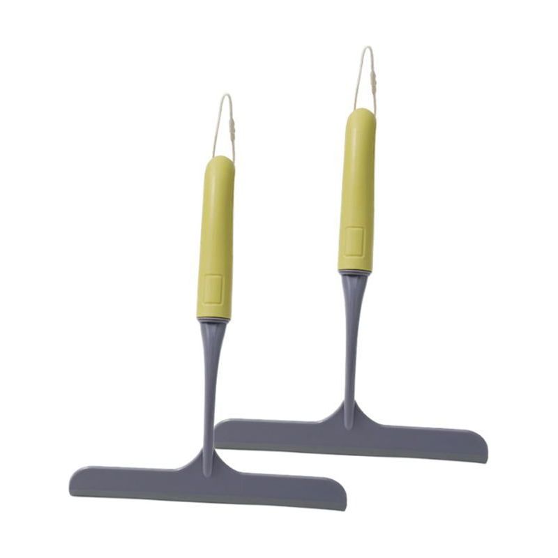 2er-set Mini-duschabzieher Aus Silikon Für Badezimmerglas, Abzieher Aus Pp-material Mit 2 Haken, Grau