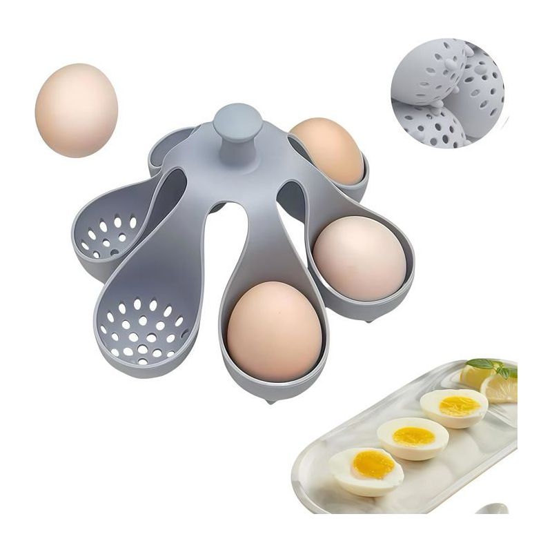 Halterung Für Eierkocher - Silikon-eierkocher - Fassungsvermögen Für 6 Eier - Grau - Praktisch Zum Kochen Und Aufbewahren
