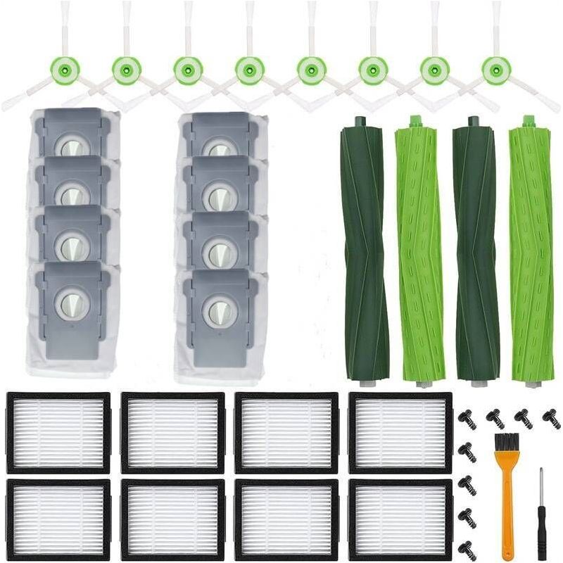 36 Ersatzteile Für Irobot Roomba Staubsaugerroboter I7 I7+ I3 I3+ I4 I4+ I5 I5+ I6 I6+ I8 I8+ E5 E6 E7, 4 Gummibürsten, 8 Filter, 8 Seitenbürsten, 8 Saugdüsen, 8 Beutel