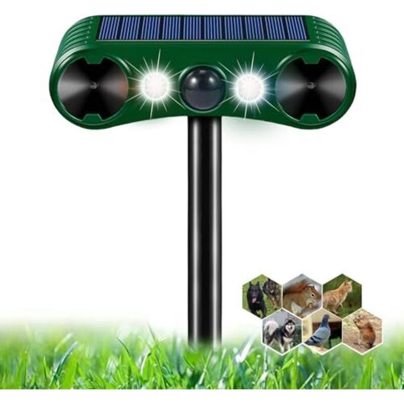 Ultraschall-katzenabwehr, Solarbetriebene Katzenabwehr Mit 2 Modi, Wasserdichte Außen-katzenabwehr Mit Led-licht Und Bewegungsmelder, Tierabwehr Gegen Katzen, Hunde, Mäuse, Waschbären Und Vögel