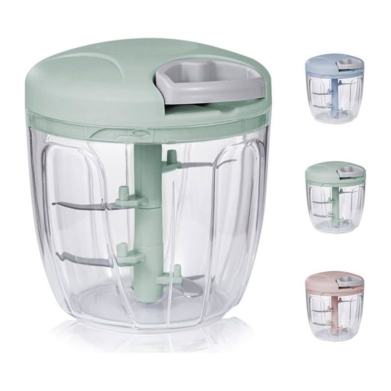 Manueller Zwiebelhacker Mit 3 Edelstahlklingen, Multifunktionale Küchenmaschine Und Mixer