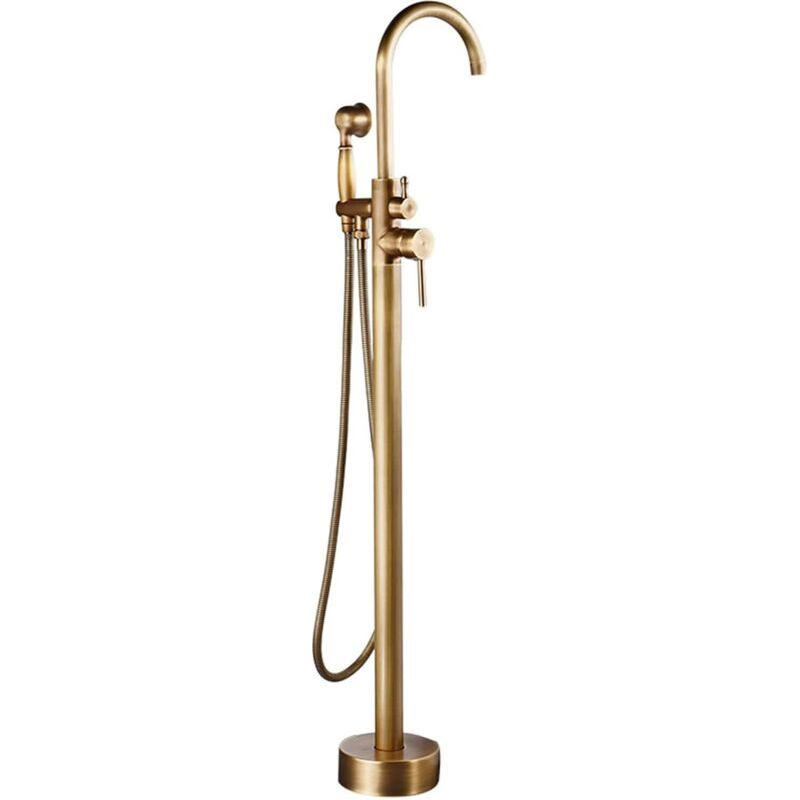Vintage Freistehende Badewannenarmatur Aus Kupfer – Mischer Für Warm- Und Kaltwasser – Handbrause Mit Gleichmäßigem Wasserauslauf – Einfache Installation