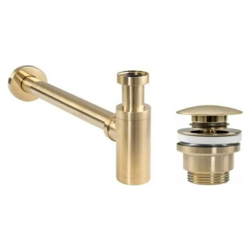 Siphon- Und Ablaufset In Gebürstetem Gold