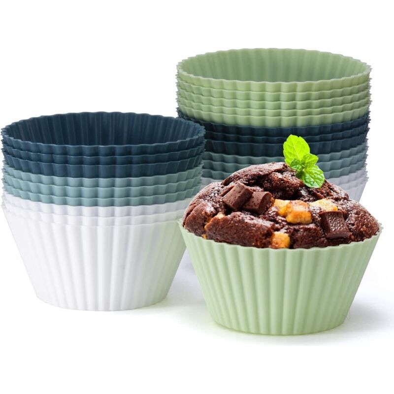 24er-set Silikon-muffinförmchen – Bpa-freie Silikonformen Für Muffins Und Cupcakes – Wiederverwendbare, Antihaftbeschichtete Cupcake-formen Für Kuchen, Cremes Und Puddings