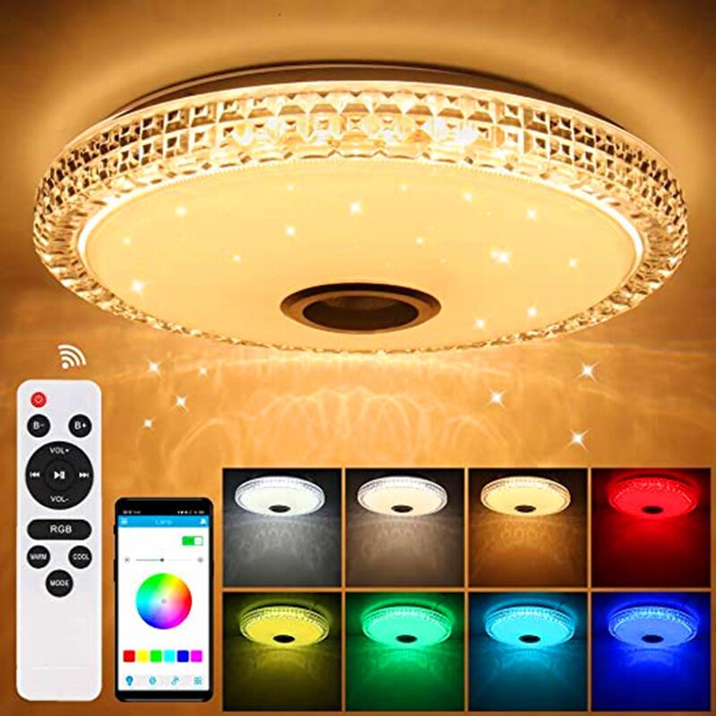 Led-deckenleuchte 72w Mit Bluetooth-lautsprecher – Fernbedienung Und App-steuerung – Farbwechsel – Ø 40 Cm Für Schlafzimmer Und Badezimmer