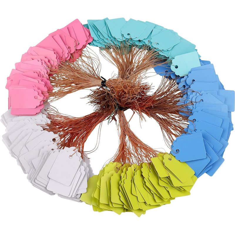 Wasserdichte Pflanzenschilder, Markierungsetiketten, Mehrfarbige Hängende Sämlingsetiketten Mit Schnur, 500 Stück, 5 Farben (3,5 X 2,5 Cm)