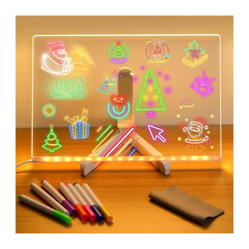 Led-anzeigetafel Mit Farben, Leuchtende Acryl-nachrichtentafel Mit 7-farbiger Led Und Stift/ständer