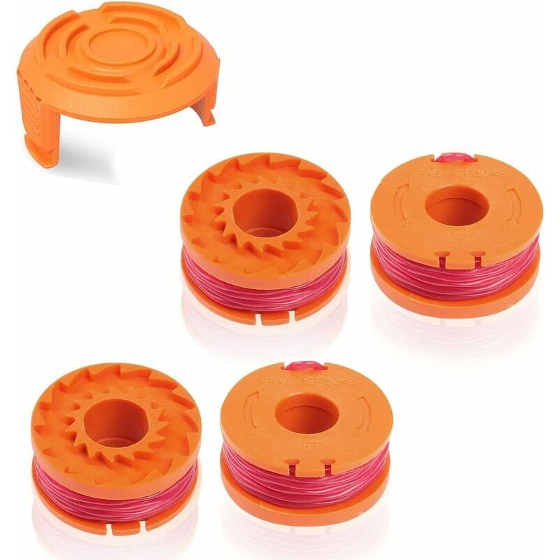 Worx Wa0010 Worx 20v Rasenmäher Ersatz-fadenspule, Langlebig, Ø 1,65 Mm/3 M, Kompatibel Mit Wg150, Wg151.5, Wg160, Wg163e.2, Wg163e.1, Wg174, Wg180 (4 Spulen + 1 Kappen)