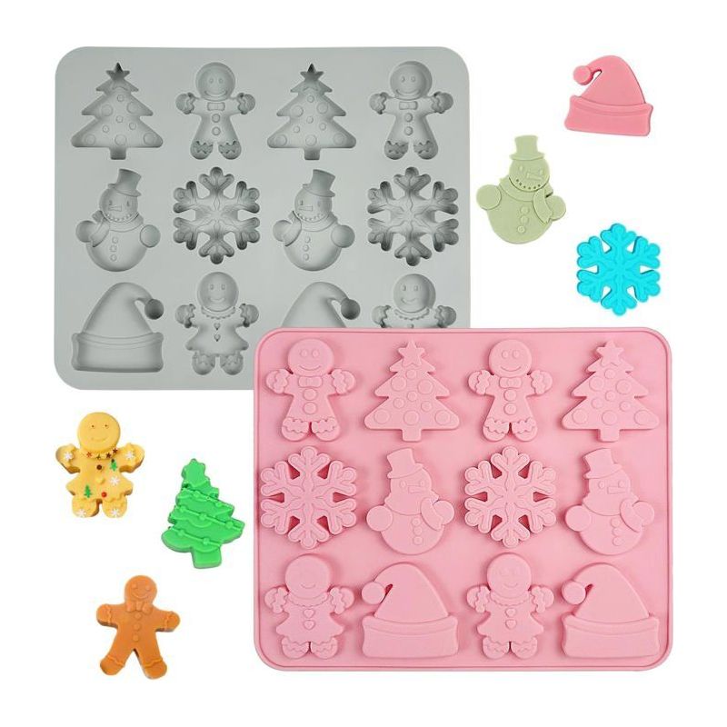 Schokoladen- Und Bonbon-silikonformen (2 Stück) – Ideal Zur Herstellung Von Schneeflocken Und Lebkuchenmännchen.