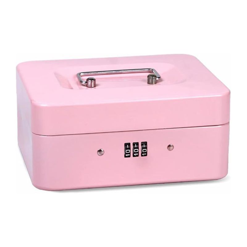 Abschließbare Sicherheitsbox Aus Stahl, Tragbarer Mini-stahlsafe Für Bargeld Und Münzen (rosa)