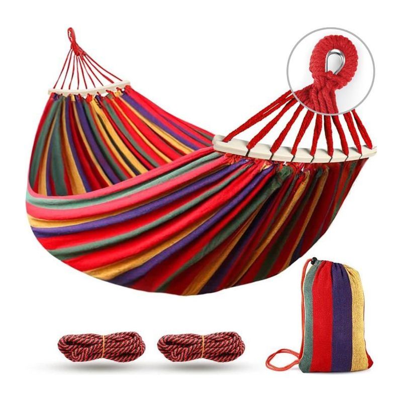 Aimoonsa Camping-hängematte Für 2 Personen Aus Robustem Stoff, 275x155 Cm, Mit Gurten Und Transporttasche