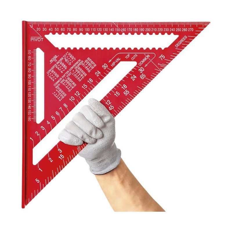 Aluminium-zimmermannswinkel 30,5 Cm Rot – Metrisches Dreiecklineal 90°/45° (lasergravur)