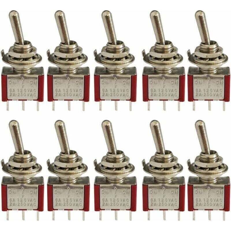 10 Stück Mini-kippschalter, Ac 125v 6a / 250v 2a, 3-polig Spdt Ein-aus-ein, 3-stelliger Selbsthaltender Kippschalter Für Autoteile, Rot