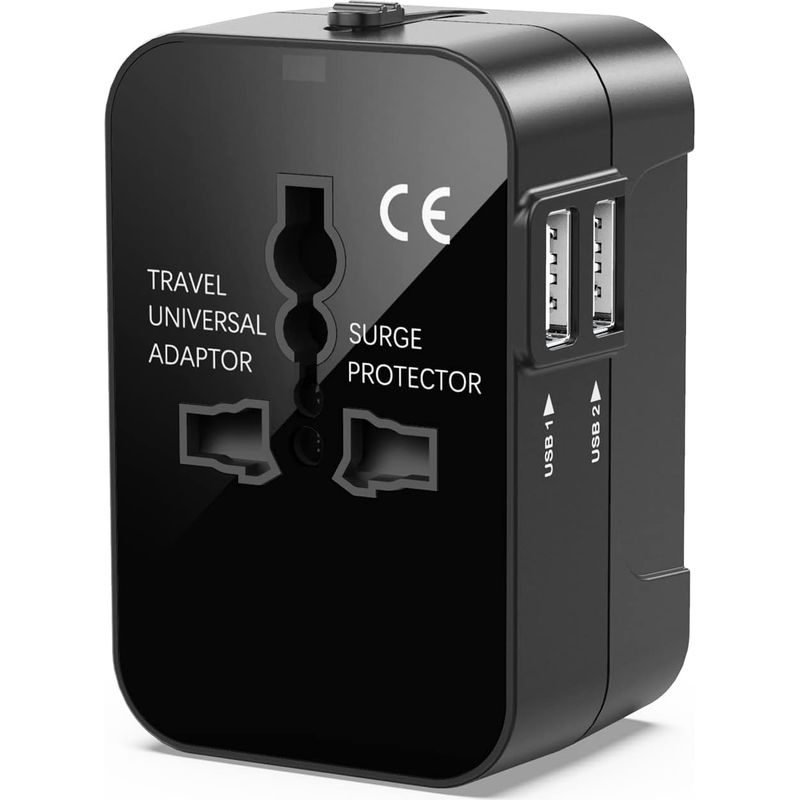 Reiseadapter Mit 2 Usb-anschlüssen, Weltweiter All-in-one-reiseadapter, Universelles Ladegerät, Netzadapter