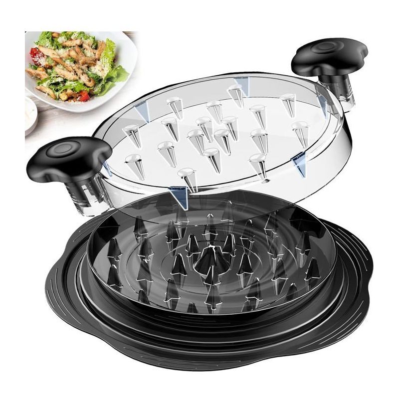 Hähnchenzerkleinerer Mit Rotierendem Design - Transparenter Deckel - Robuste Rutschfeste Streifen Und Ergonomischer Griff.