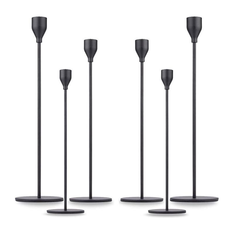 Set Aus 6 Mattschwarzen Kerzenständern, Hohe Zylindrische Dekorative Kerzenständer, Geeignet Für 19 Mm (3/4 Zoll) Kerzen.