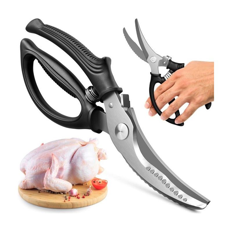 Edelstahl-fleischmesser Mit Gezahnten, Rutschfesten Klingen Und Sicherheitsverriegelung Zum Entfernen Von Knochen.