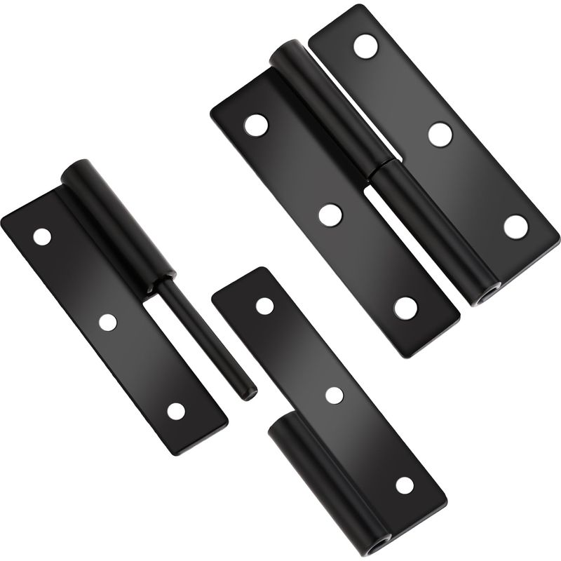 2er-set Schwarze, Matte, Abgerundete Türscharniere, 6,3 Cm, Aus Rostfreiem Stahl, Abnehmbar, Rostfrei, Kein Quietschen, Robust
