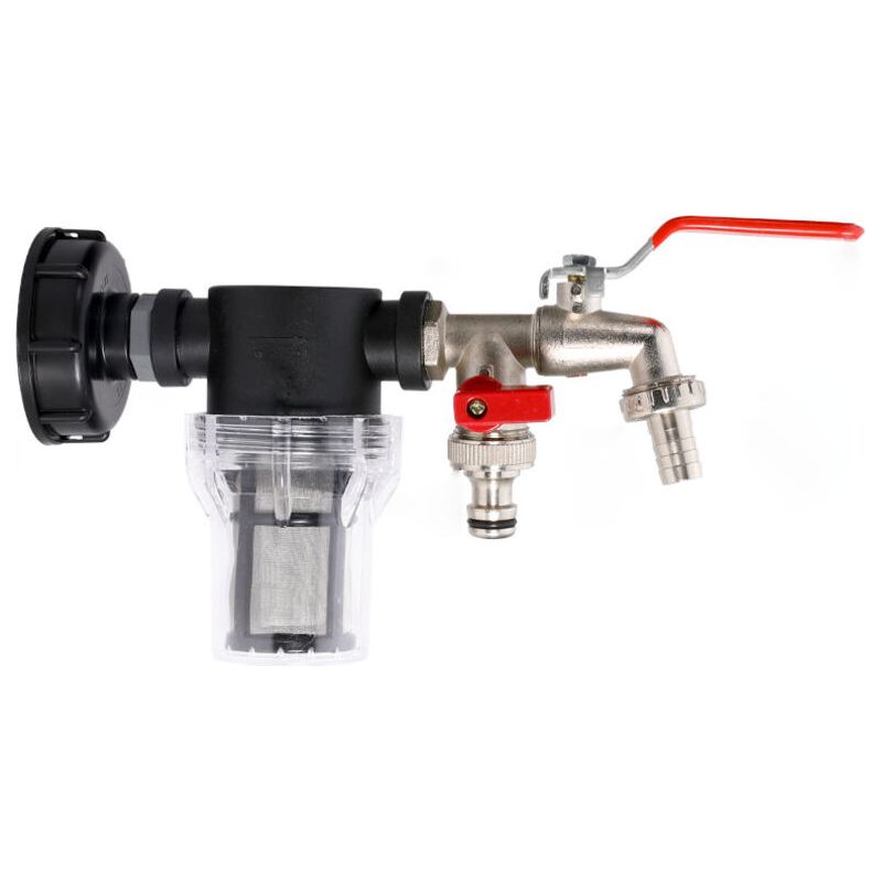 Ibc-hahnadapter Mit Filter – 2 Unabhängige Ausgangsventile – Schnellanschluss G1/2 S60x6mm – Für Regenwassersammelsysteme