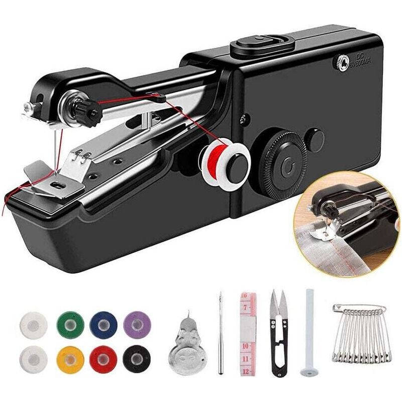 Diy-nähmaschine (schwarz), Tragbare Mini-nähmaschine Mit Wiederaufladbarem Kabel, Geeignet Für Näharbeiten, Diy-nähwerkzeuge, Kleidung, Stoffe, Vorhänge