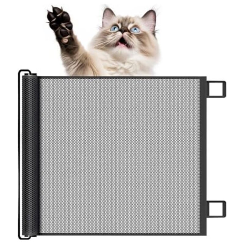 Einziehbares Sicherheitsgitter Für Babys Und Hunde, Erweiterbares Schutzgitter, Sicherheitstor Für Hunde Und Katzen Für Treppen, Flure, Innen- Und Außenbereich – Schwarz, 110 X 78 Cm