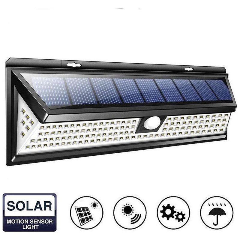 Solar-wandleuchte 118 Led 1000 Lumen – 120° Bewegungsmelder – Ip65 Wasserdicht – 270° Beleuchtungswinkel – Einfache Installation