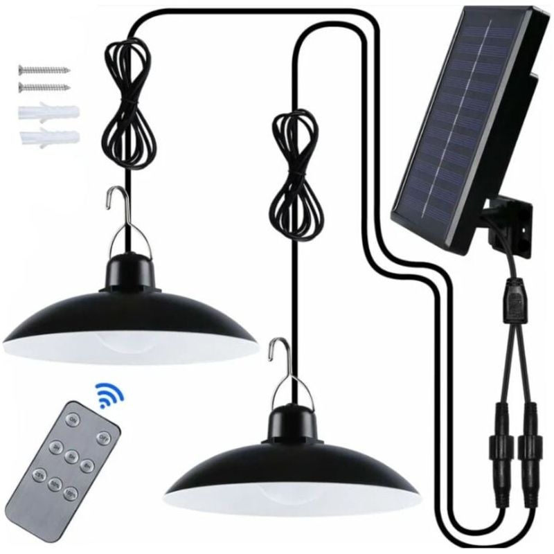 Solarleuchte Für Außen, Wasserdichte Ip65 Solar-kronleuchter Mit Doppelkopf Und Fernbedienung Für Garten/pergola/balkon/terrasse