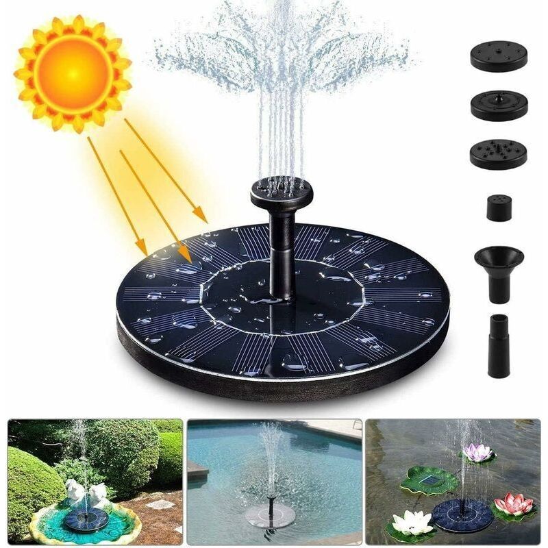 Solar-gartenbrunnen 1,4 W – Fördermenge 150 L/h – Höhe 55 Cm – 4 Düsen Inklusive – Abs-material – Automatischer Sonnenbetrieb