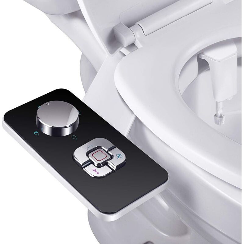 Nicht Elektrischer Bidet-sprühkopf Mit Zwei Einziehbaren, Selbstreinigenden Düsen - Vorder- Und Rückseitenreinigung - Einstellbarer Druckknopf Für Kaltwasser