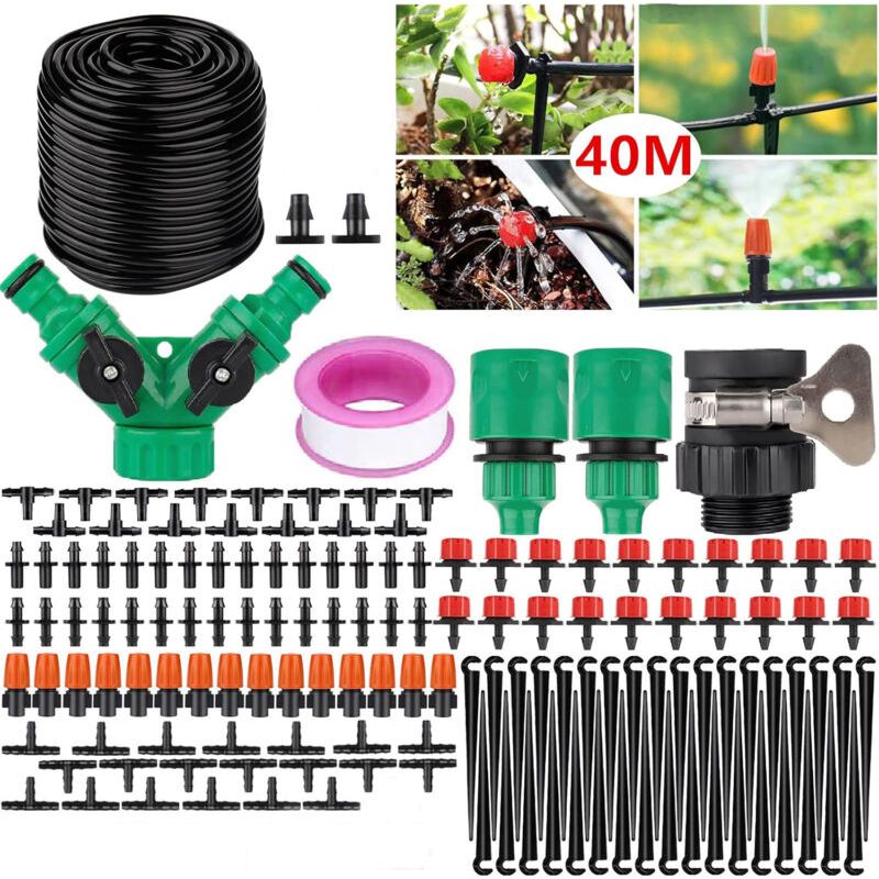 143-teiliges Diy-bewässerungssystem-set, 40 M Tropfbewässerung Für Garten, Rasen, Landschaftsbau Und Gemüsegarten
