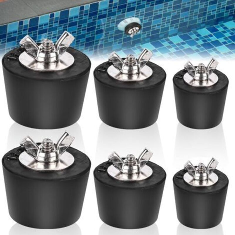 Satz Von 6 Winterstopfen Für Intex-pools - Gummistopfen 32 Mm/38 Mm/51 Mm Mit Edelstahlschrauben, Winterzubehör Für Pools.