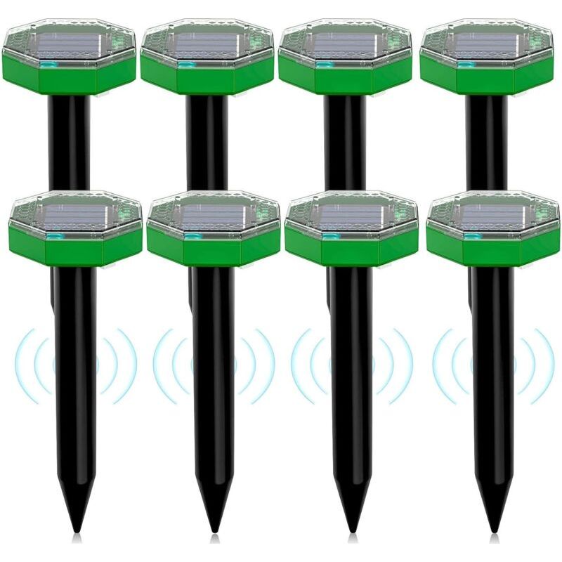 Ultraschall-solar-mäusevertreiber, 8er-pack, Solarbetriebener Außenvertreiber Zur Abwehr Von Maulwürfen Und Anderen Nagetieren In Gärten Und Auf Rasenflächen