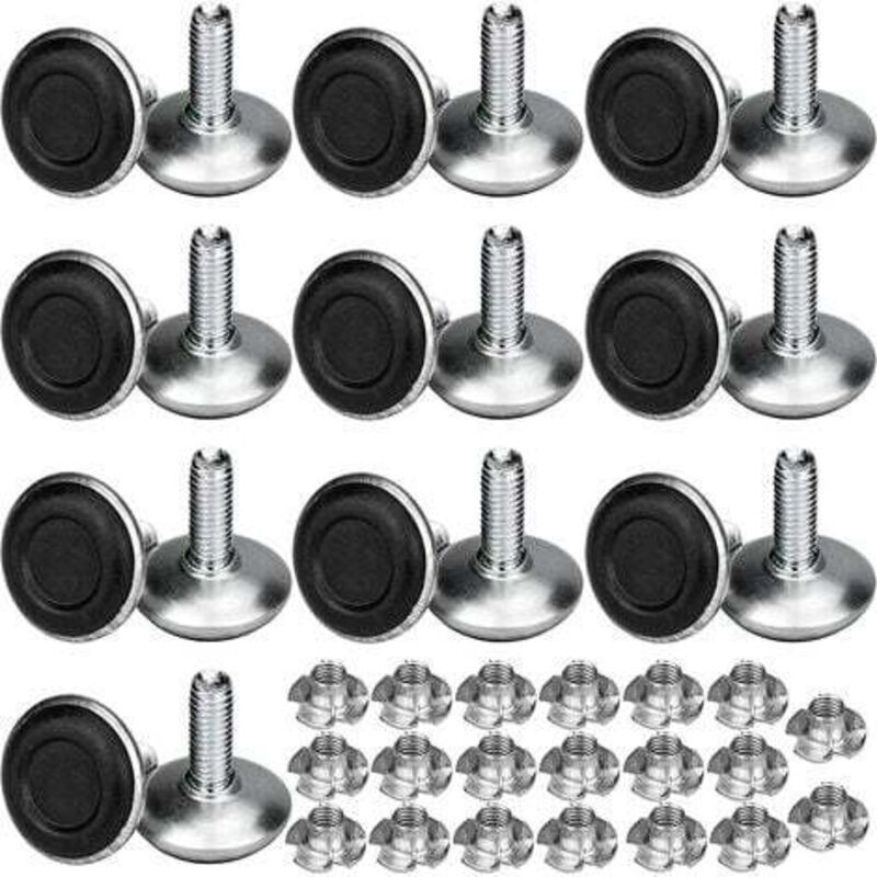 Satz Aus 20 Verstellbaren Metallmöbelfüßen M8 X 20 Mm, Nivellierfüße Für Tische Mit Senkschraubenmuttern