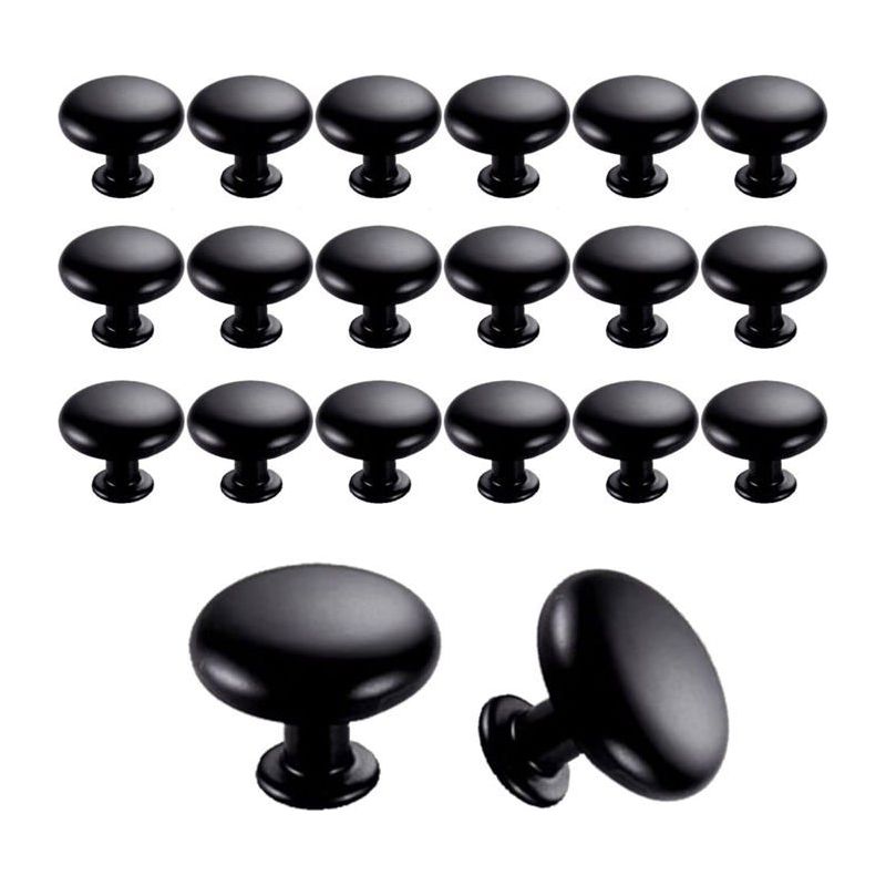 20er Set Schwarze Vintage-möbelknöpfe Aus Zink, 30 Mm – Griffe Für Türen/schubladen