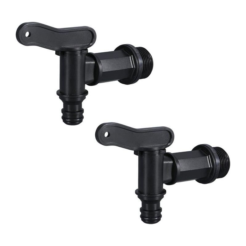 Kunststoff-ablasshahn 3/4" Für Wassertonne – 2 Stück, Schwarz, Schlauchanschluss