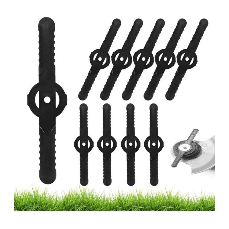 Satz Von 10 Kunststoffklingen, 139 Mm, Für Rasentrimmer - Schwarz, Loch 5 Mm