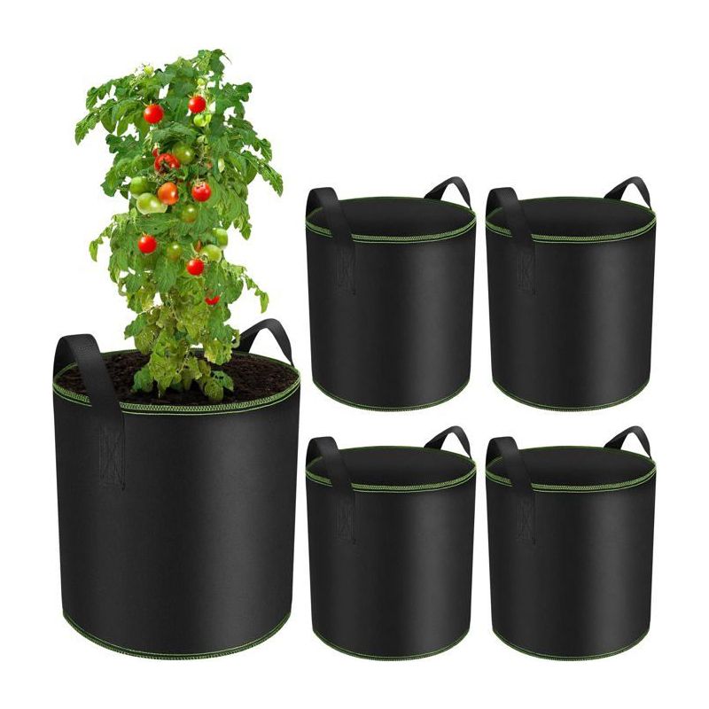 Aimoonsa Pflanzsack 12 L – 5er-pack Atmungsaktive Vliesbeutel Mit Verstärkten Griffen, 25,5×24,5 Cm